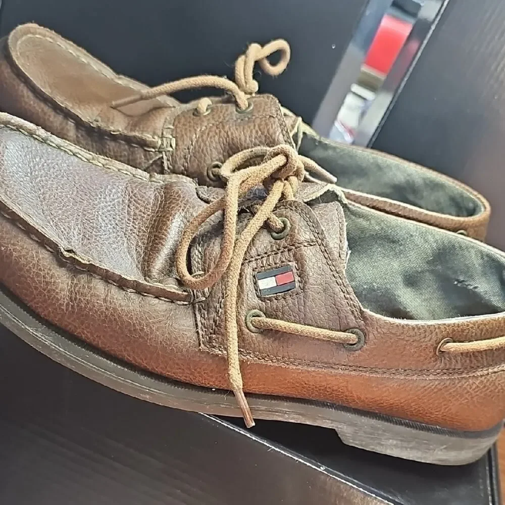 Tommy Hilfiger Brown Leather Boat Shoes